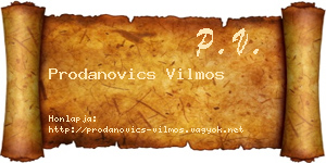 Prodanovics Vilmos névjegykártya