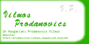 vilmos prodanovics business card